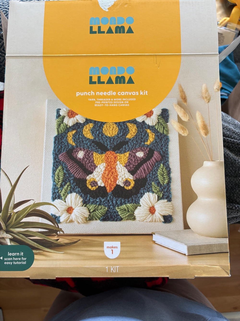 Punch Needle Canvas Kit - Colorful Floral & Bird Design